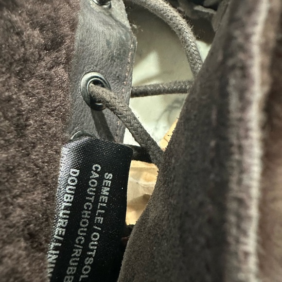 ATELIER NOIR BROWN SHEARLING & LEATHER LACE UP BOOTS - Picture 7 of 16